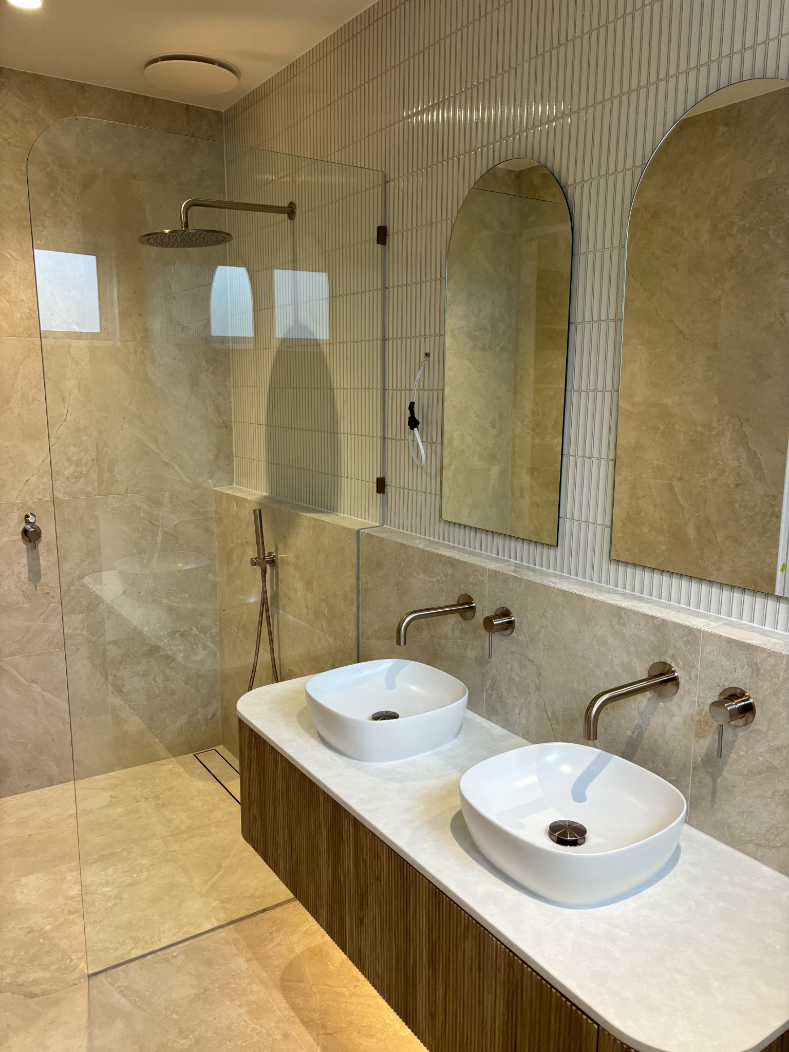 Warm stone bathroom